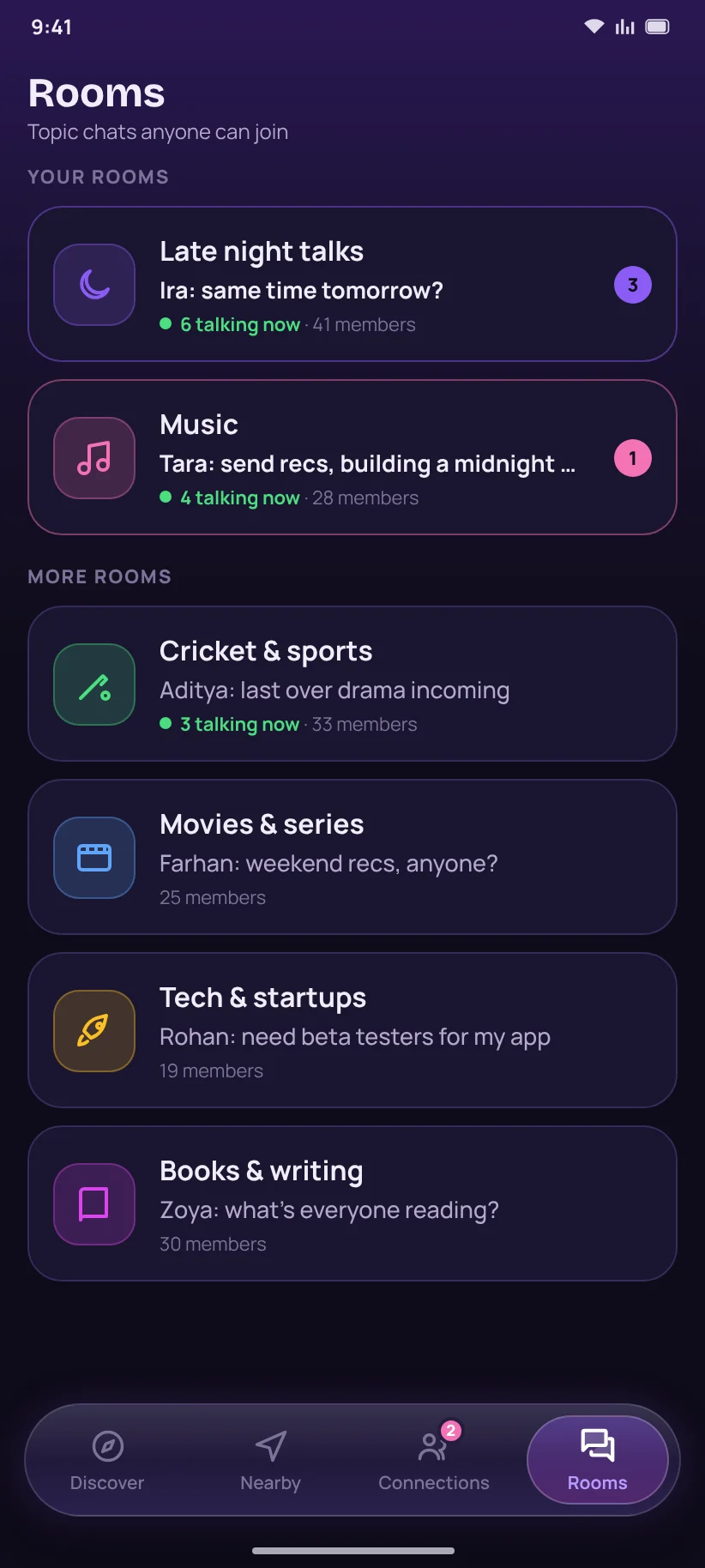 Haylio's list of topic chat rooms
